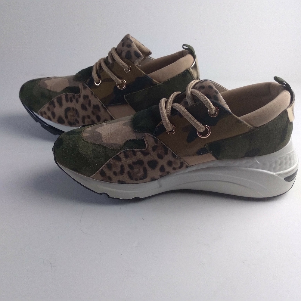 Steve Madden cliff kakki and green camo animal print p sneakers size 7.5 - Picture 10 of 10